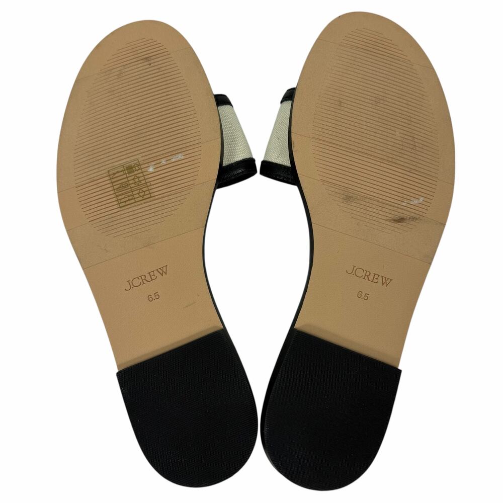 J. Crew Georgina Slide Sandal in Canvas & Leather Black Size 6.5 - Picture 9 of 12